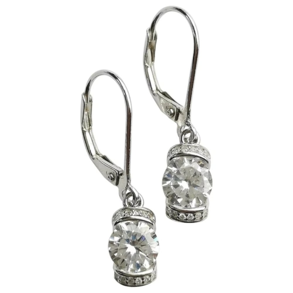 NEW, sterling silver cz lever back earrings